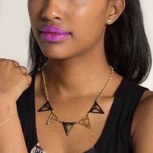 18K Gold Plated Necklace with Black & Gold Points